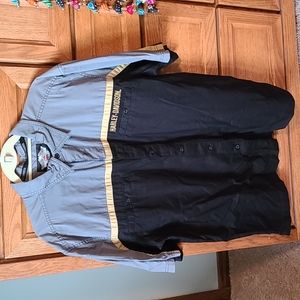 Men's XL Harley-Davidson short sleeve button down shirt black grey & yellow
